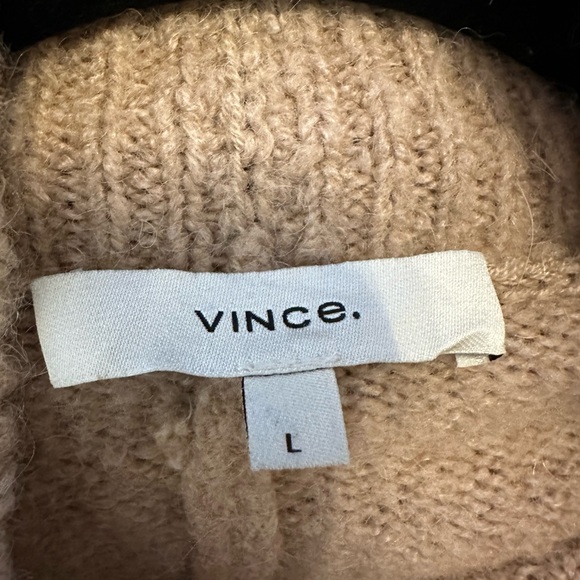 Vince Double Slit Fluffy Alpaca Blend Mock Neck/ Turtleneck Sweater Size L - Picture 5 of 6